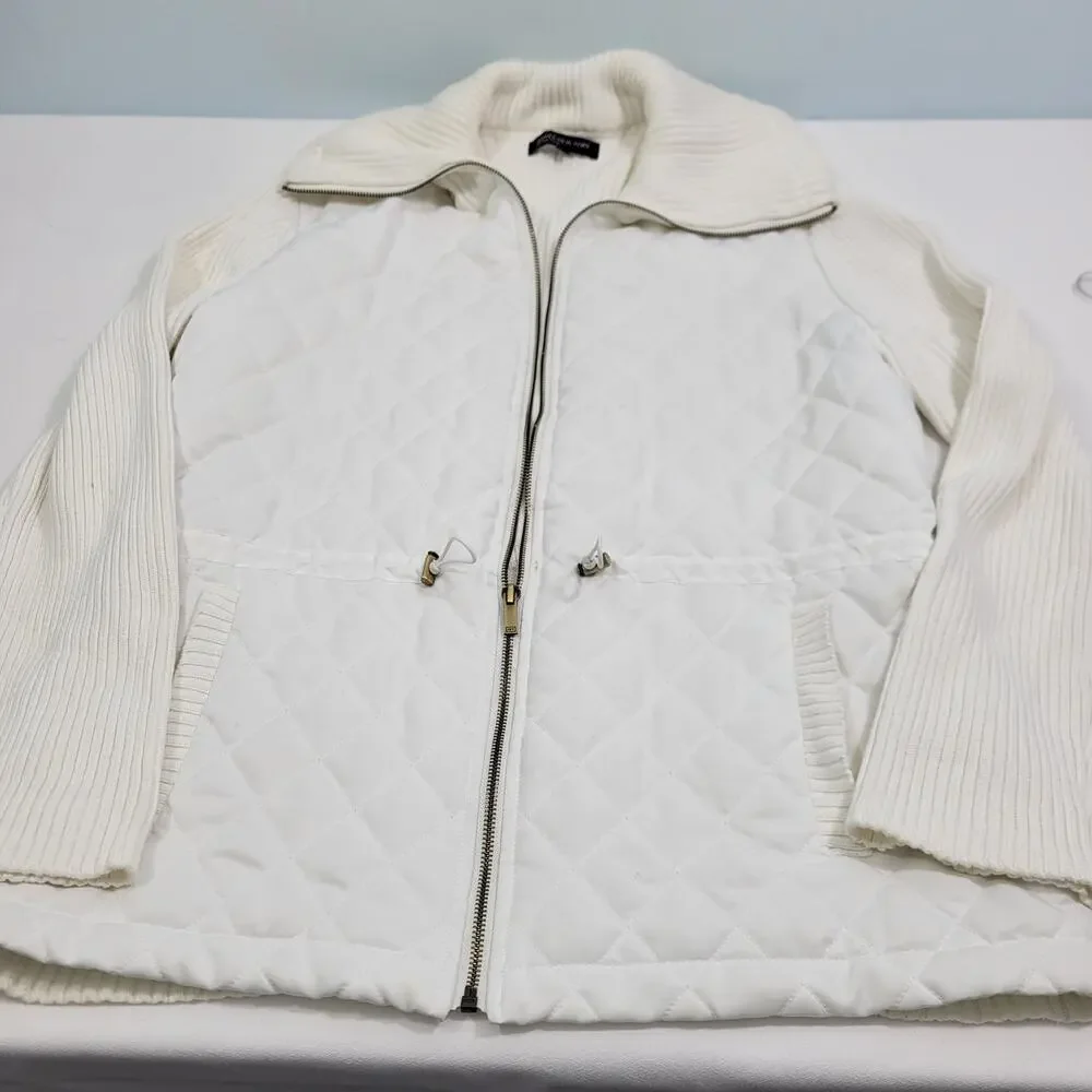 Jones New York White Quilted Front Ribbed Sweater Size XL 52022-0530 - Picture 5 of 7